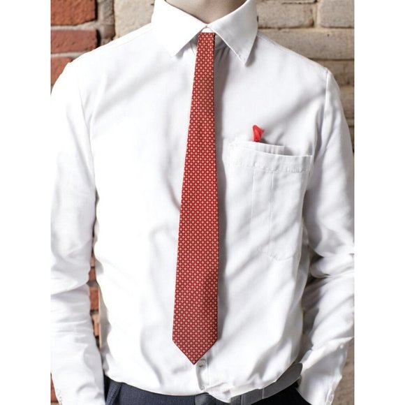 Vintage Giulio Randi Red Geometric Silk Tie – Made in Italy - Picture 1 of 10